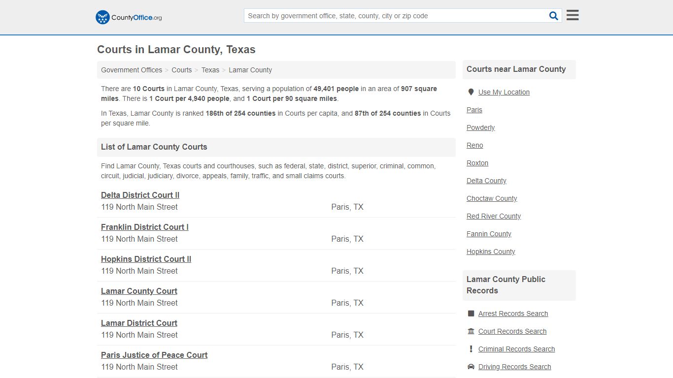 Courts - Lamar County, TX (Court Records & Calendars)